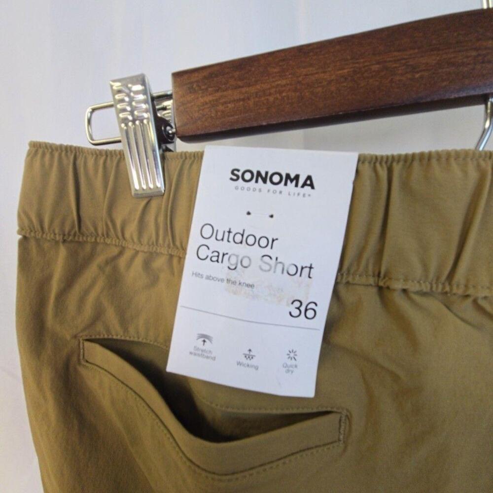 Sonoma Goods For Life Shorts Mens 36 Beige Cargo Quick Dry Stretch Belted - Picture 5 of 15